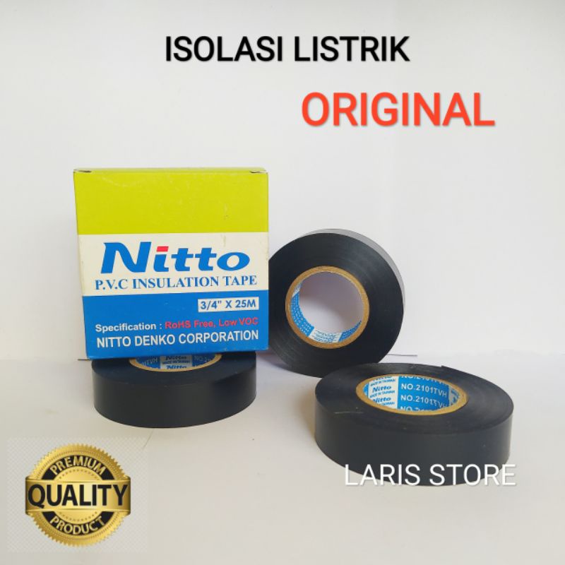 Isolasi Hitam Nitto / Isolasi Kabel Listrik Berkualitas Original 3/4 Inch X 25 M