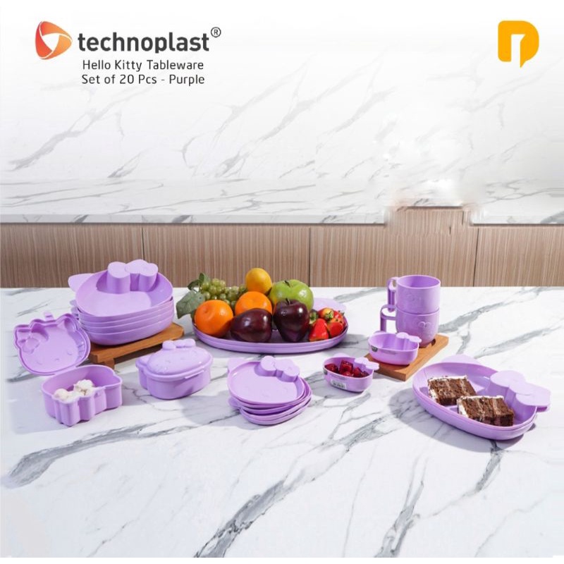 Technoplast Hello Kitty Tableware Set of 20 Pcs Purple