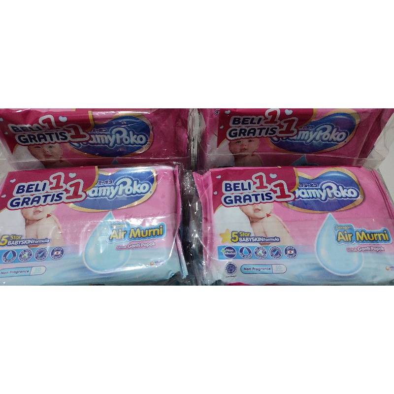 Mamy Poko Tissue Basah Dengan Air Murni utk Ganti Popok 50's + 50's (Non Fragrance)