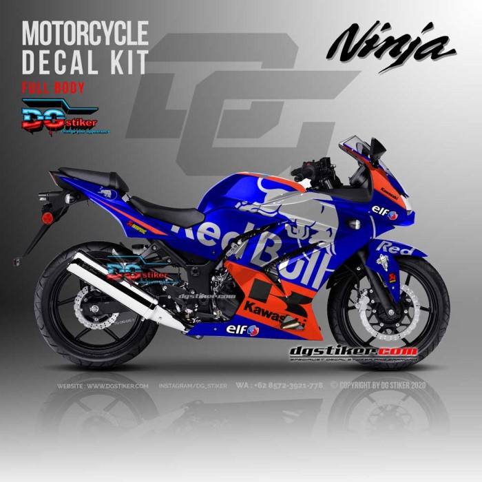 Decal Sticker Ninja 250 Karbu Redbull Tech3 2019 DG Stiker