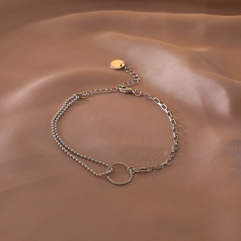 Simple and simple geometric round temperament wild niche asymmetrical bracelet 210807