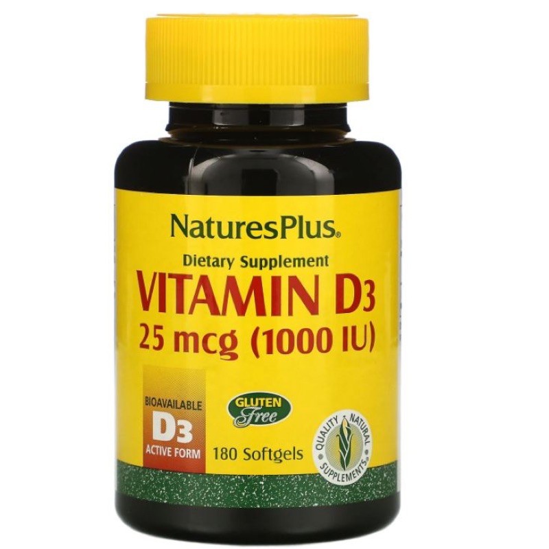 BPOM NATURES PLUS Vitamin D3 1000 / 400 IU isi 180 / 90 Softgels Nature's Plus NaturesPlus Imunitas