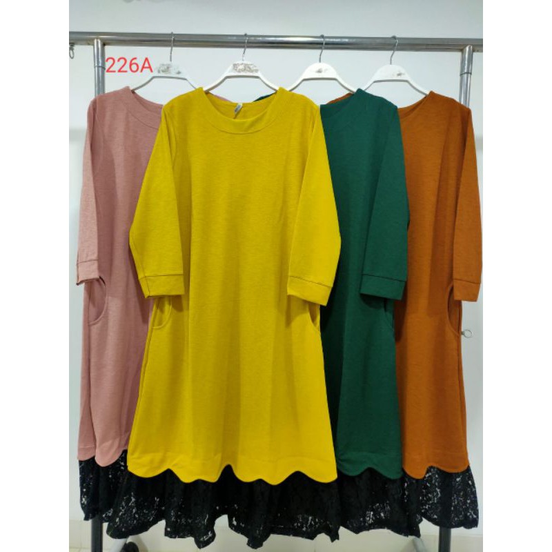 Tunik Kaos Import Brukat Original Chrisedo / Edo Fit to L