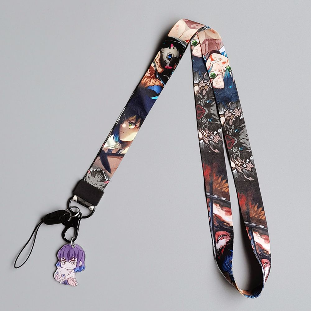 QUINTON Cute  Strap Anime Demon Slayer Lanyards Keychain Certificate lanyard Mobile Phone Strap Webbing Hang Rope Anime characters High Quality Cartoon Pendant Cartoon Hang Rope