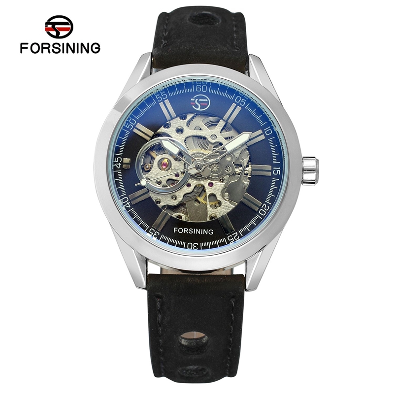 

Jam Tangan FORSINING Men'S Mechanical Watch Hollow Dial Automatic Leather Casual Sports Watch