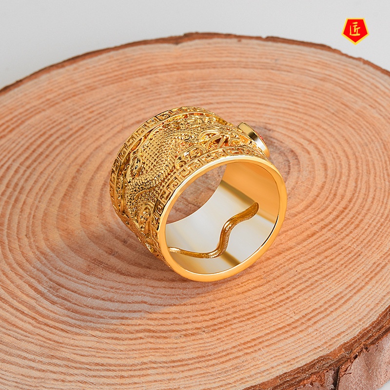 [Ready Stock]Personalized Gold Dragon Ruby Ring