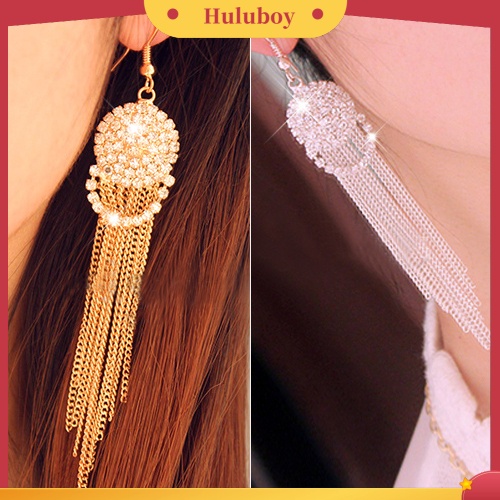 Hu Hu Hu Hu Hu Alat Bantu Pasang Kacamata♡ Anting Gantung Panjang Kait Aksen Berlian Imitasirumbai Untuk Wanitapesta Cocktail