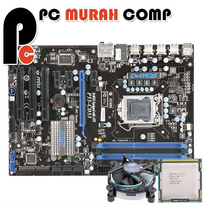 Motherboard / Mainboard / MOBO LGA1156 P7P55 ATX MSI dengan i3 540 Bonus Fan