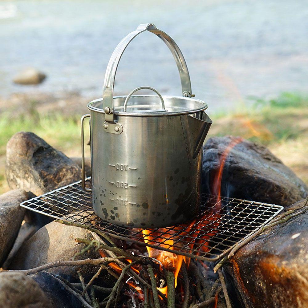 Lanfy Stainless Steel Kettle 1.2L Peralatan Masak Portabel Alat Luar Ruangan Teko Alat Perlengkapan Berkemah Camping Kettle