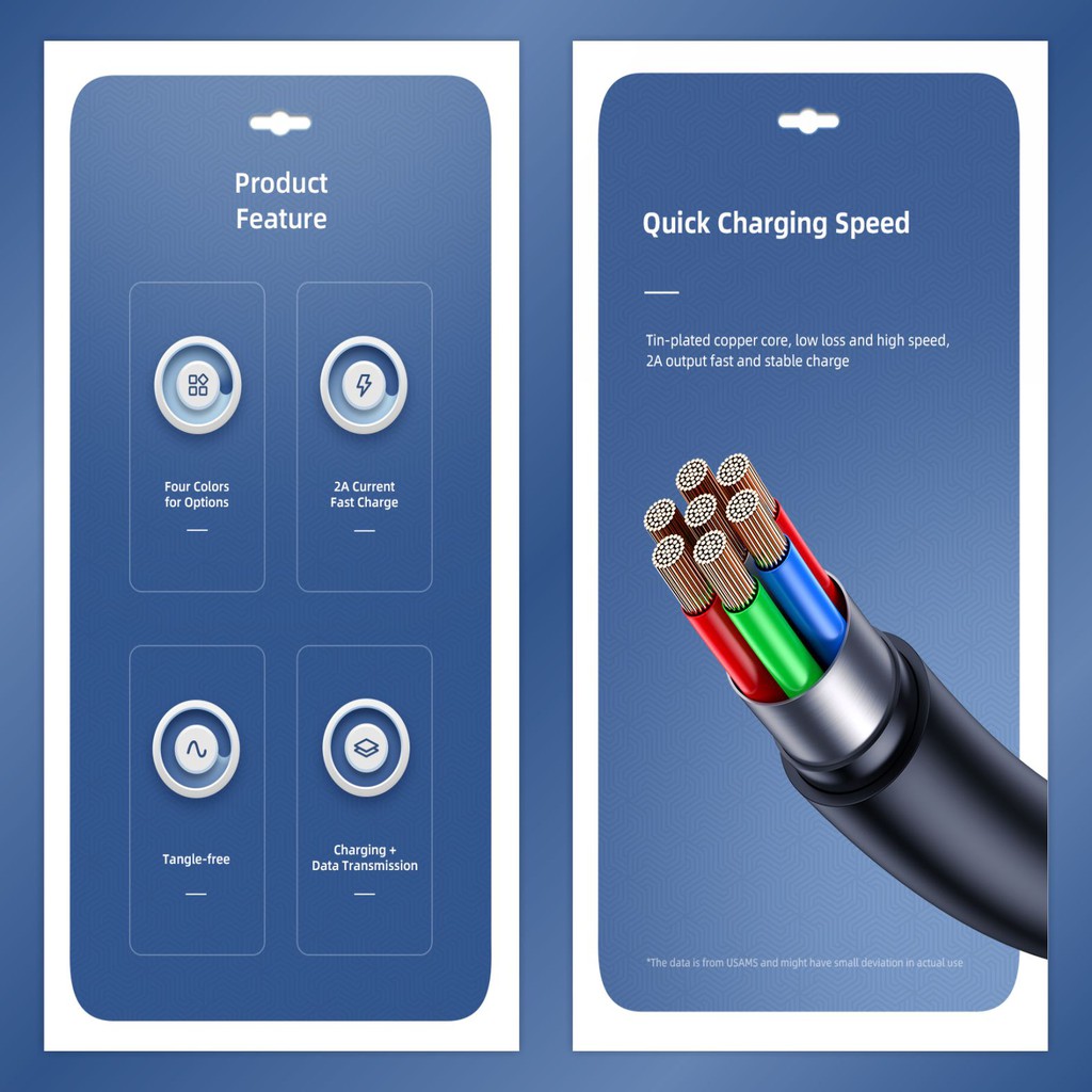 USAMS U68 Kabel Data IP Lightning 2A 1M