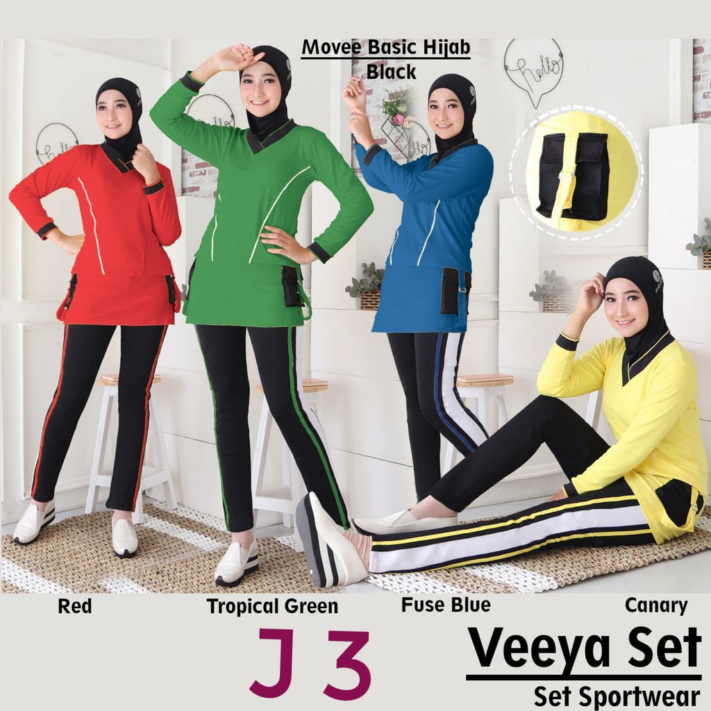BAJU OLAHRAGA MUSLIMAH VEESET TANGAN PANJANG setelan baju jogging baju aerobik baju senam outdoor