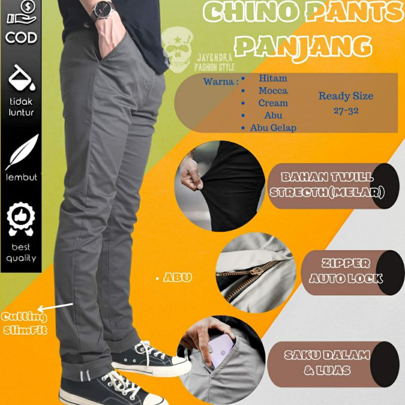 Celana CHINOS Chino Cinos Panjang Pria Slimfit Cowok Levi Cardinal Cupachino Tartan kerja laki laki 