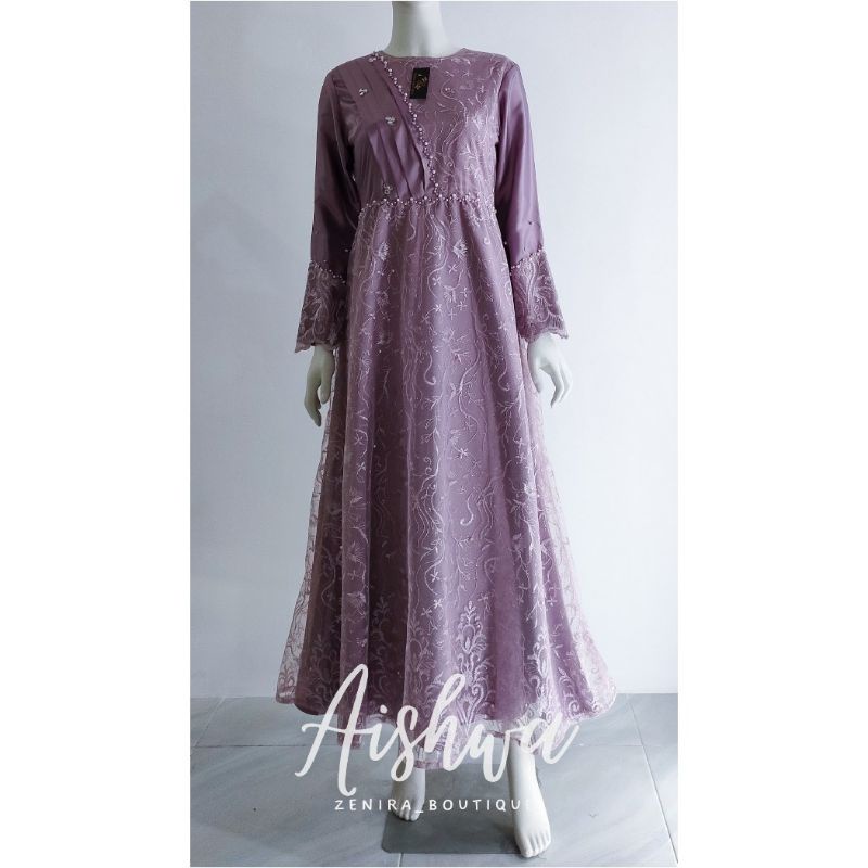 AISHWA Baju Pesta / Tulle Bordir / Gaun Pengantin / Prewedding / Wisuda / Bridesmaids