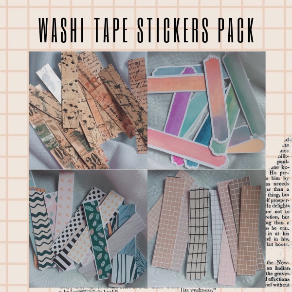 

[30 pcs] Stickers Strips | Washi Tape Stickers | Stickers grid | washi tape