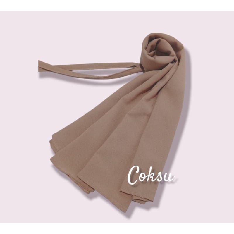 Kerudung Bergo Maryam Tali Non Pet Moscrepe Premium Hijab Instan Jilbab Instant Krudung Polos-Coksu