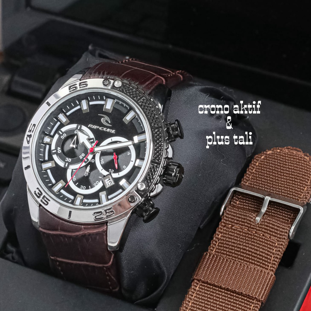 Jam Tangan Pria S31503L Tali Kulit Tanggal Chrono Aktif Free Box Tali Kanvas &amp; Baterai