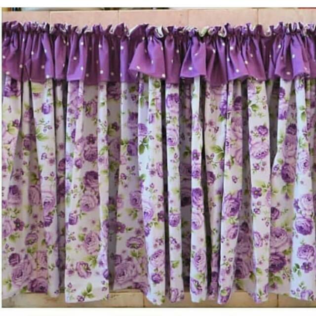Gorden kolong dapur poni motif bunga ungu anisa