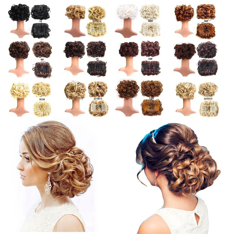 Bt 12 Color Wave Curly Combs Clip Bun Chignon Piece Updo Cover