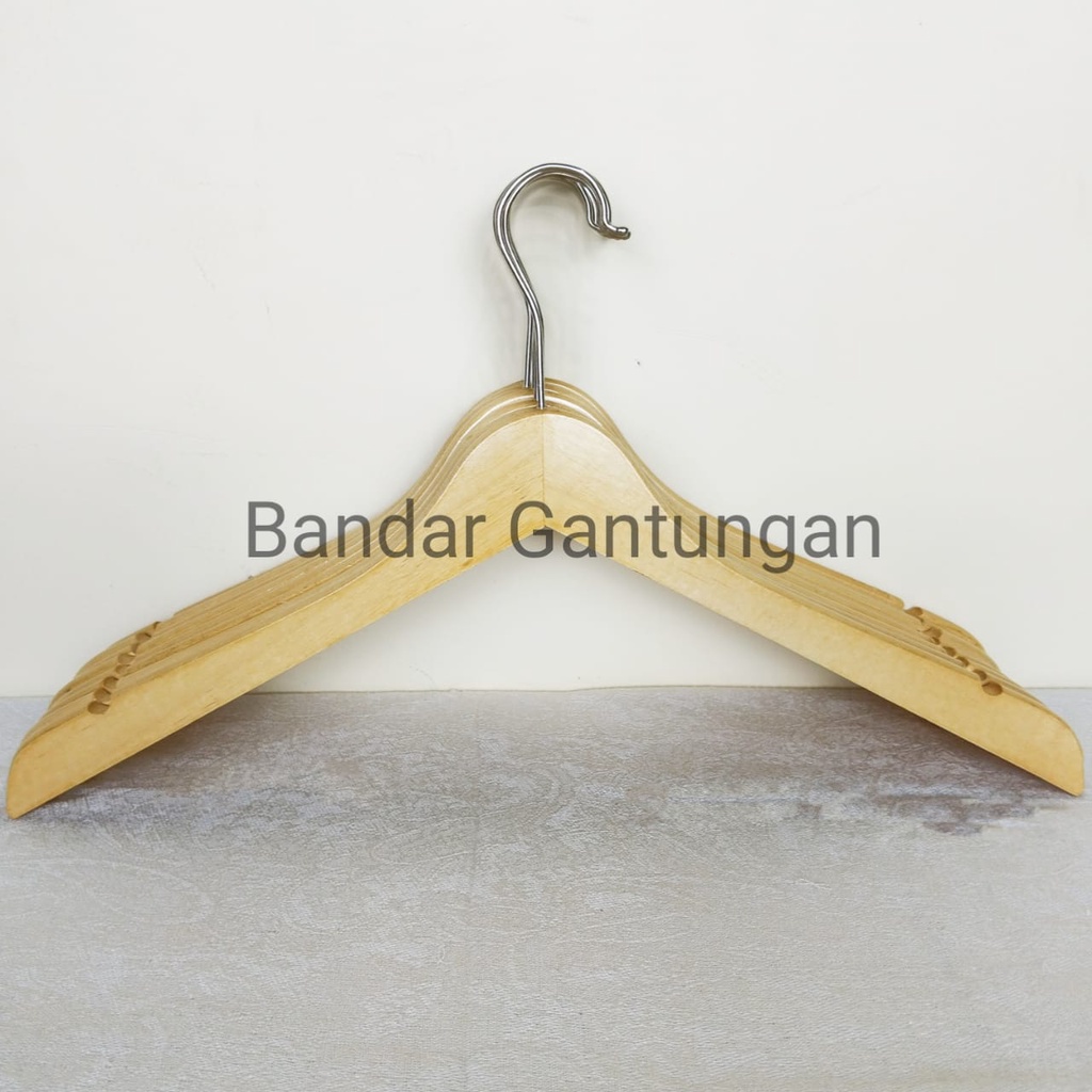 Hanger Kayu TEBAL Natural Gantungan Baju Distri Butik Hanger Kayu Dewasa Natural Display Pakaian Hanger Natural Standar-BH