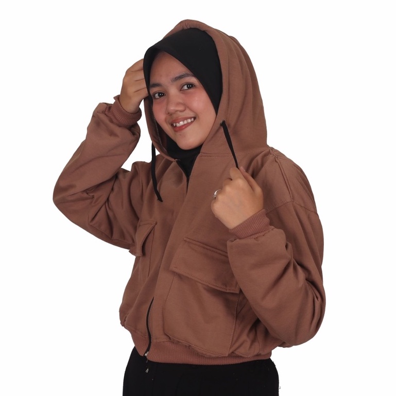 Public - Zarra Crop Hoodie - Jaket Crop Hoodie Wanita