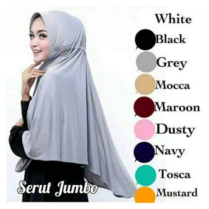 Jilbab instan SERUT JUMBO / serut polos Jokowi jumbo Jersey syari / SERUT Jokowi jumbo Khimar jumbo