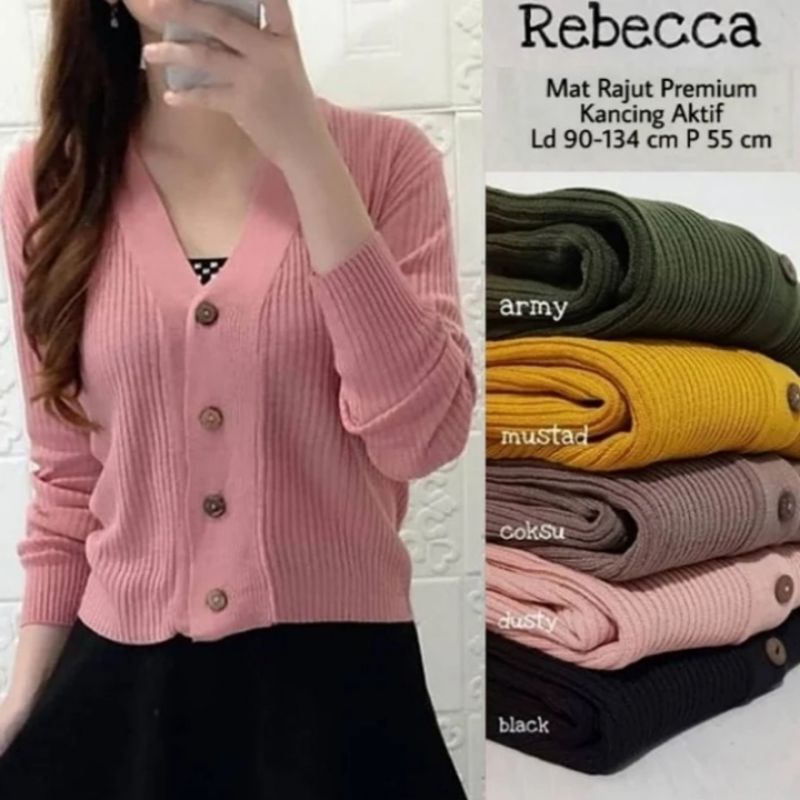 Cardigan Crop Top Outerwear Wanita Kancing Batok