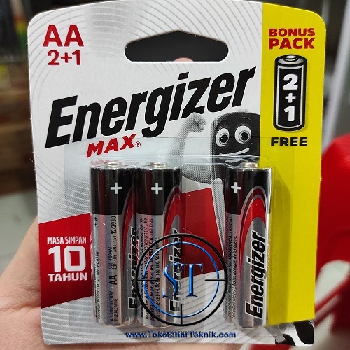 Baterai / Battery (Alkaline Battery) AA / A2 Energizer Max batre Jam Batrei isi 3 pcs 2+1 Kualitas Tahan Lama Awet