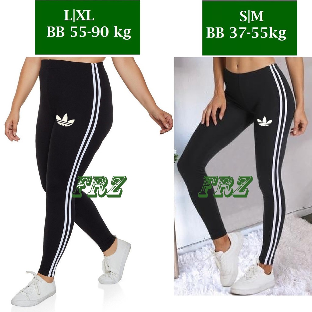 Celana Legging Panjang Wanita Garis Putih Leging Sport Olahraga Senam Lari Lejing Cewek Jumbo dan