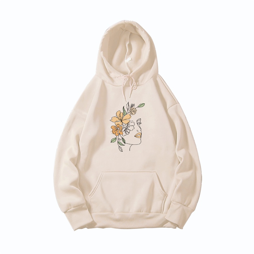 Sweater hoodie wanita FLOWER baju cewek beludru termurah