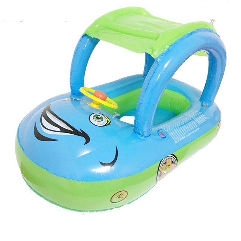 Pelampung Kolam Renang Bayi Toddler Ring Floating Inflatable with Canopy - PV063 - Sky Blue