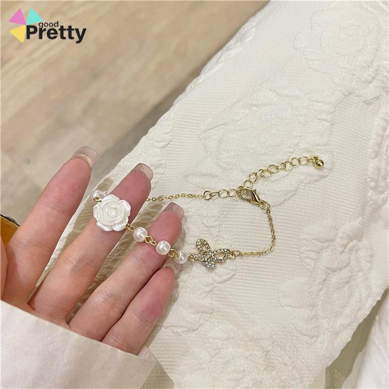 Desain Niche Indah Mutiara Busur Mawar Kalung Gadis Temperamen - PD