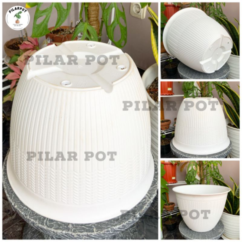 pot bunga tanaman cjp padi 30cm putih - CJP PADI 30 PUTIH 9930