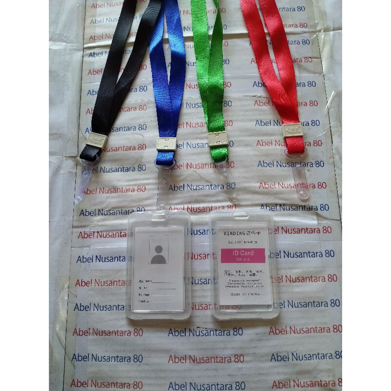 

Tali id card lanyard 2 cm kait kancing karet paket Casing id card tutup bening