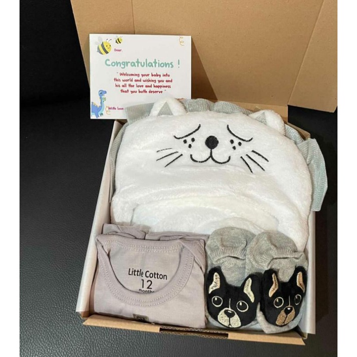 Hampers baby newborn | Kado bayi | Hadiah lahiran | Hampers selimut bayi | Hampers bayi cewe | Hampers bayi cowo-Selumut 1 - Abu