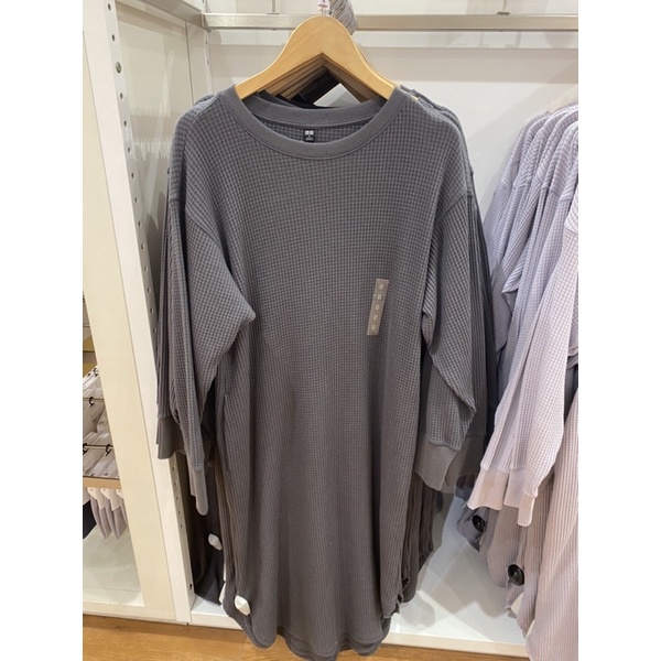 GAUN WAFFLE KERAH BULAT LENGAN PANJANG WOMEN - UNIQLO
