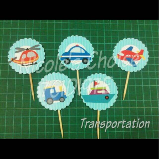 

Cupcake topper transportation hiasan kue ulang tahun anak