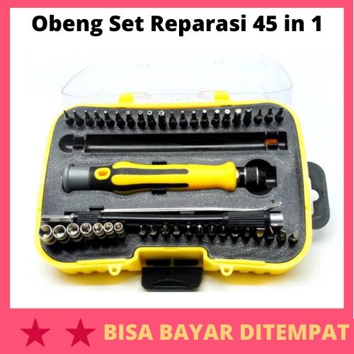 Obeng Set Reparasi 45 in 1 / Alat Peralatan Obeng Set Reparasi Servis Service Servise Hp Handphone S