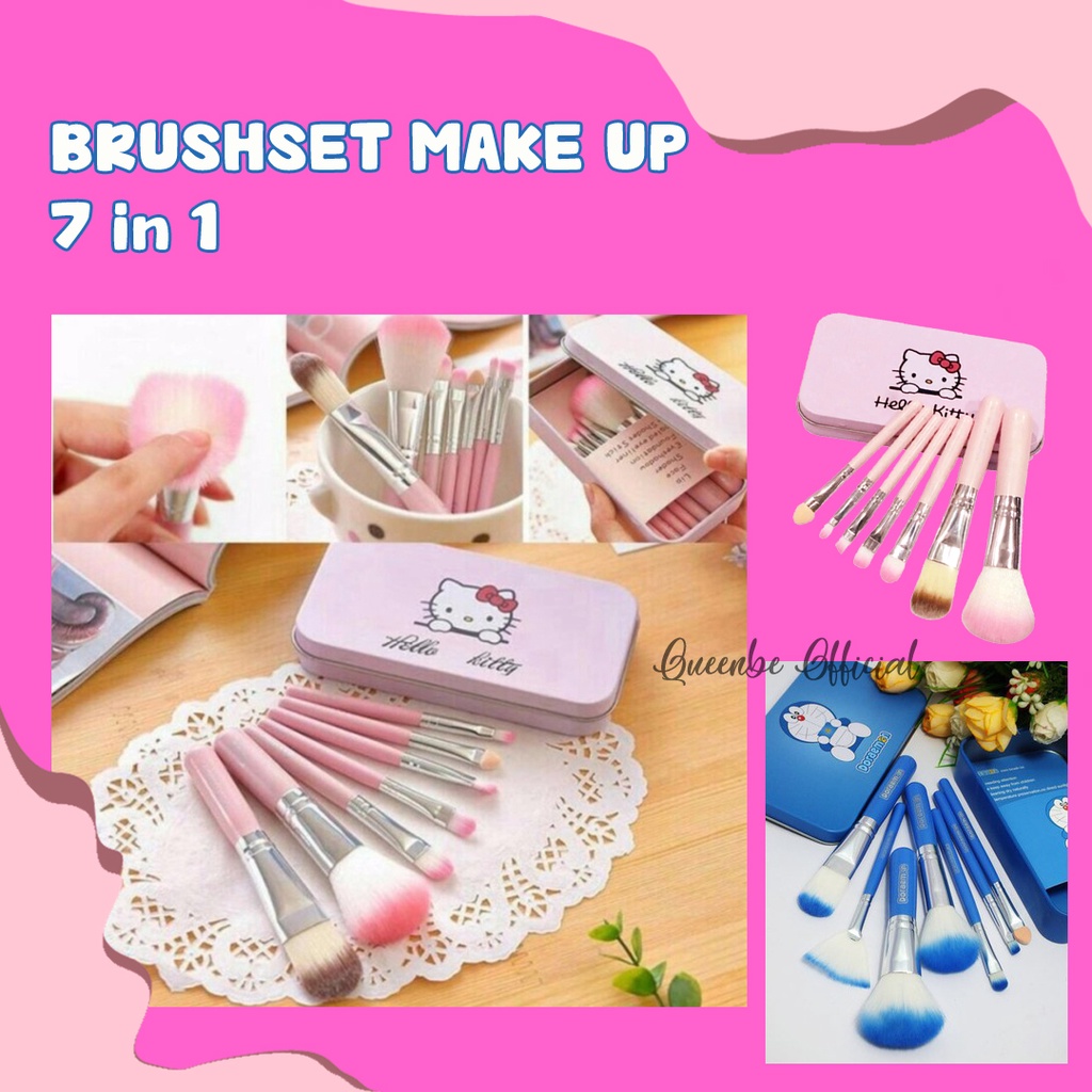 Brush Satu Set Kuas Alat Make up Kosmetik Set Make Over Premium Lembut Murah Lengkap Motif Hello Kit