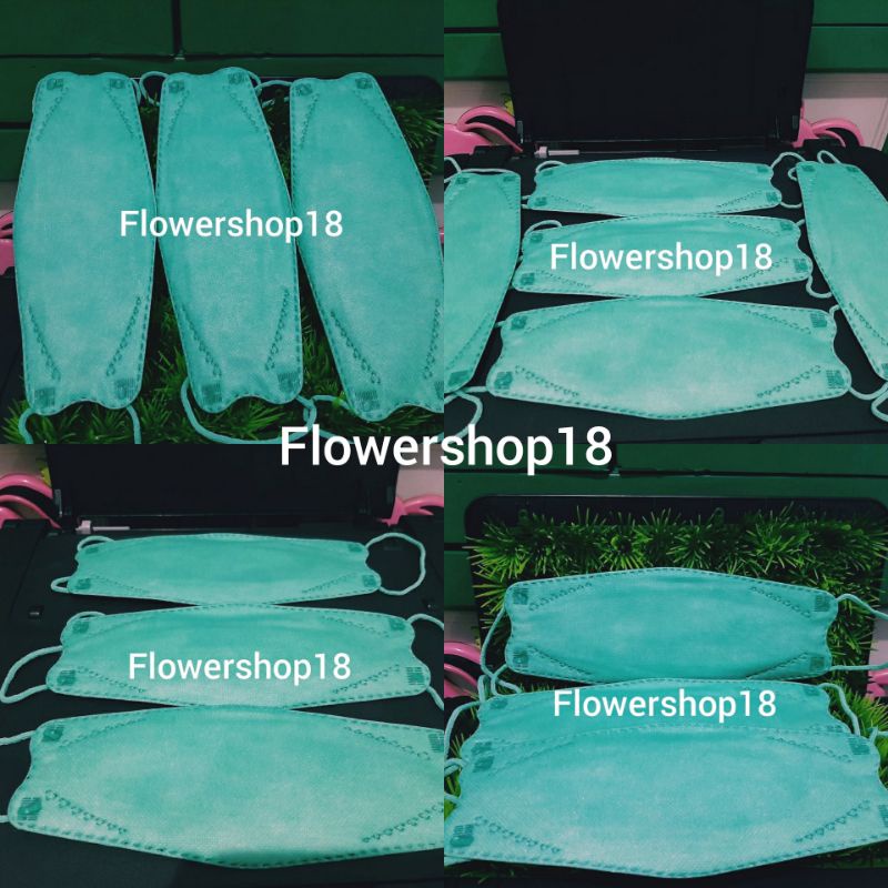 Masker kf94 4ply dewasa warna hijau tosca 1 pack isi 10 pcs kemasan plastik stock ready