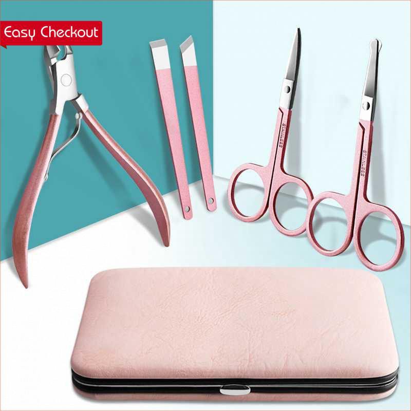 GS8 Set Perlengkapan Gunting Kuku Manicure Pedicure Nail Art Set Gunting Kuku Manicure Pedicure Biutte.co  ZJQ-18 18 PCS  10 pcs Black Rose Gold