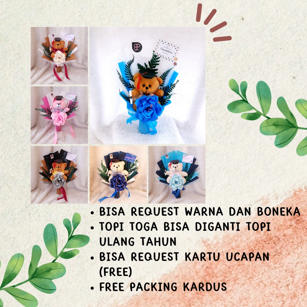 Buket bunga kertas dan boneka murah