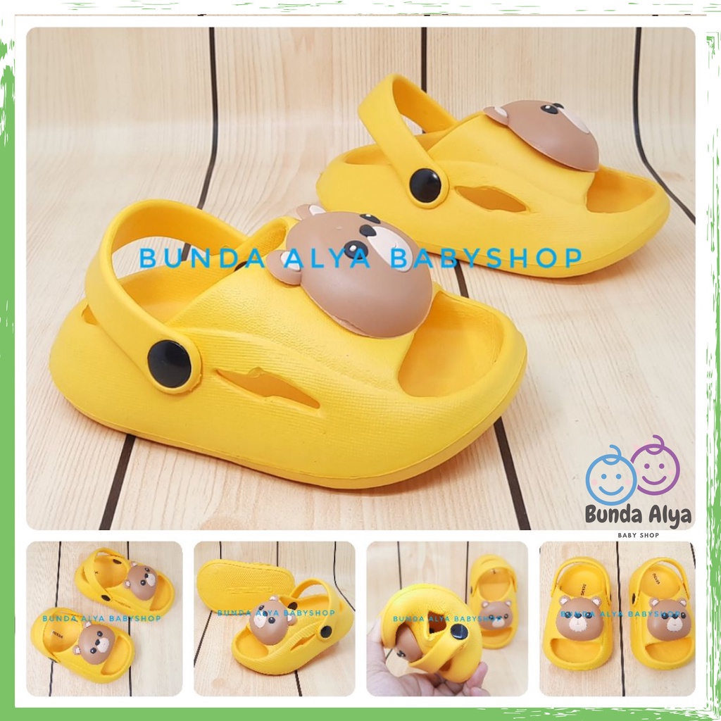 Sendal Anak Laki Laki Usia 6 Tahunan BEAR KUNING Karet Anti Licin - Sendal Anak Cowok Model Tali Belakang Motif Kartun Lucu Karet Anti Licin Size 18-29