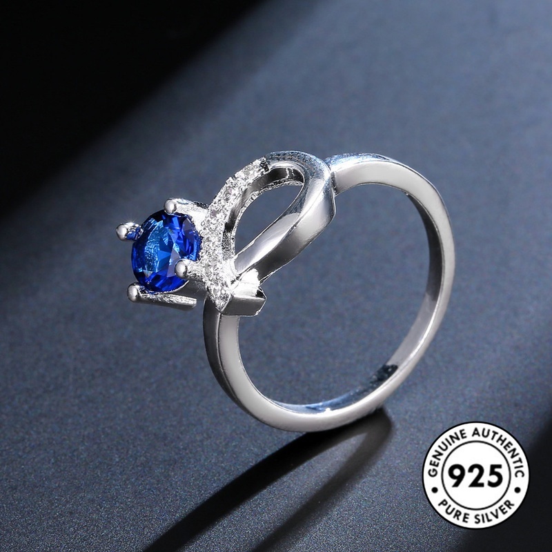 Cincin Sapphire Bahan S925 Silver Gaya Vintage