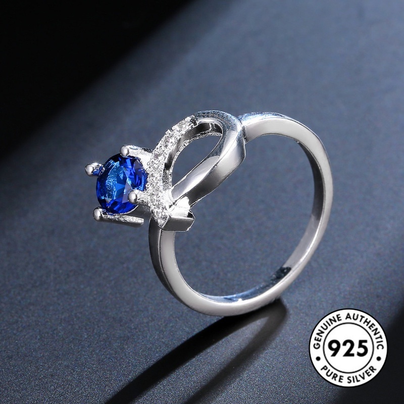 Cincin Sapphire Bahan S925 Silver Gaya Vintage