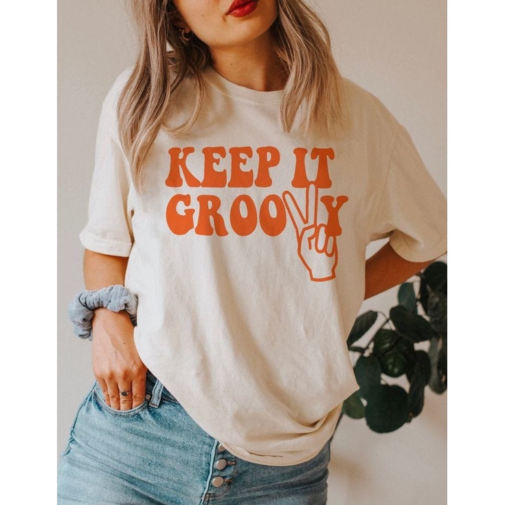 MYSTIQUE.ID-BAJU KAOS KEEP IT GROOVY T-SHIRT LUCU DAN AESTHETIC
