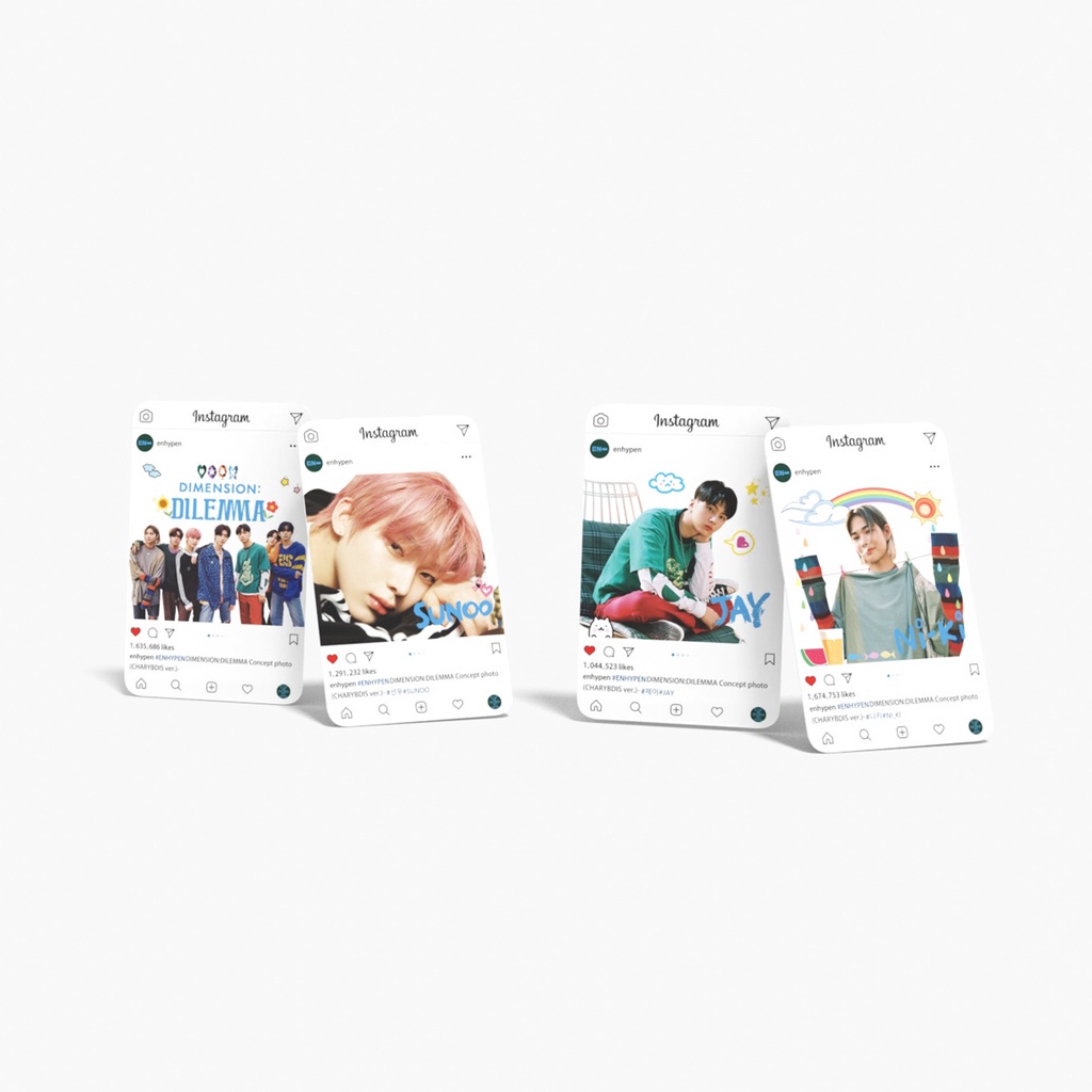 8pcs / set Kartu Foto ENHYPEN Abum DIMENSION DILEMMA INS Transparan Bahan PVC