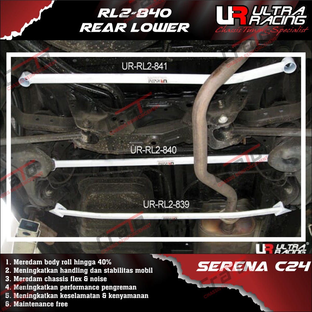 Aksesoris Stabiliser ULTRA RACING Safety Bar - Rear Lower Bar 2 Points - Nissan Serena C24 2000 - RL