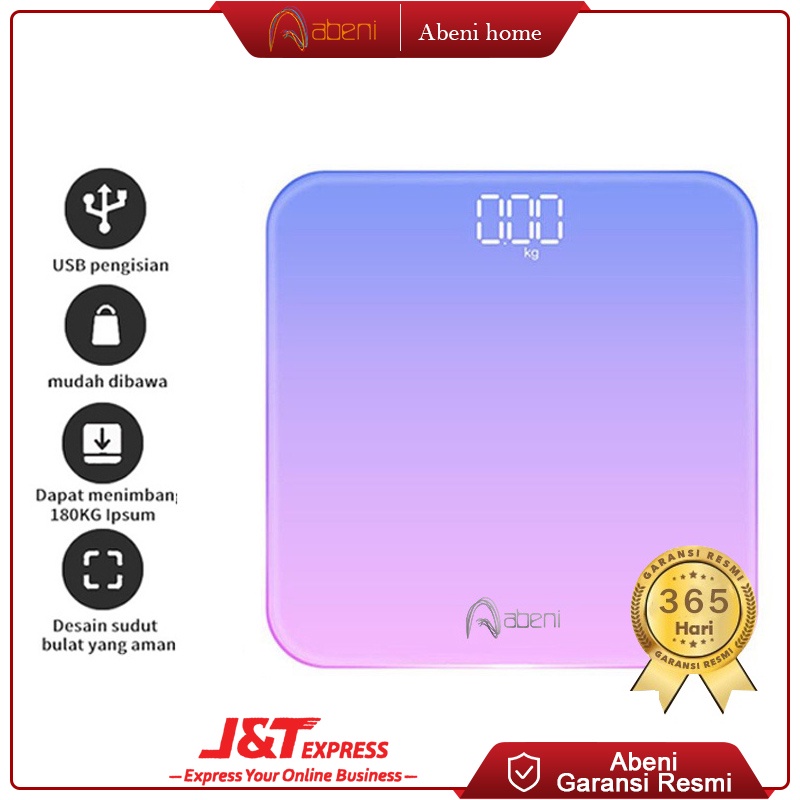 Abeni Timbangan badan USB Mini Digital BODY Warna Gradasi Max 180KG （26 x 26 cm）