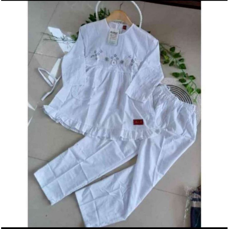Gamis putih anak stelan putih TK