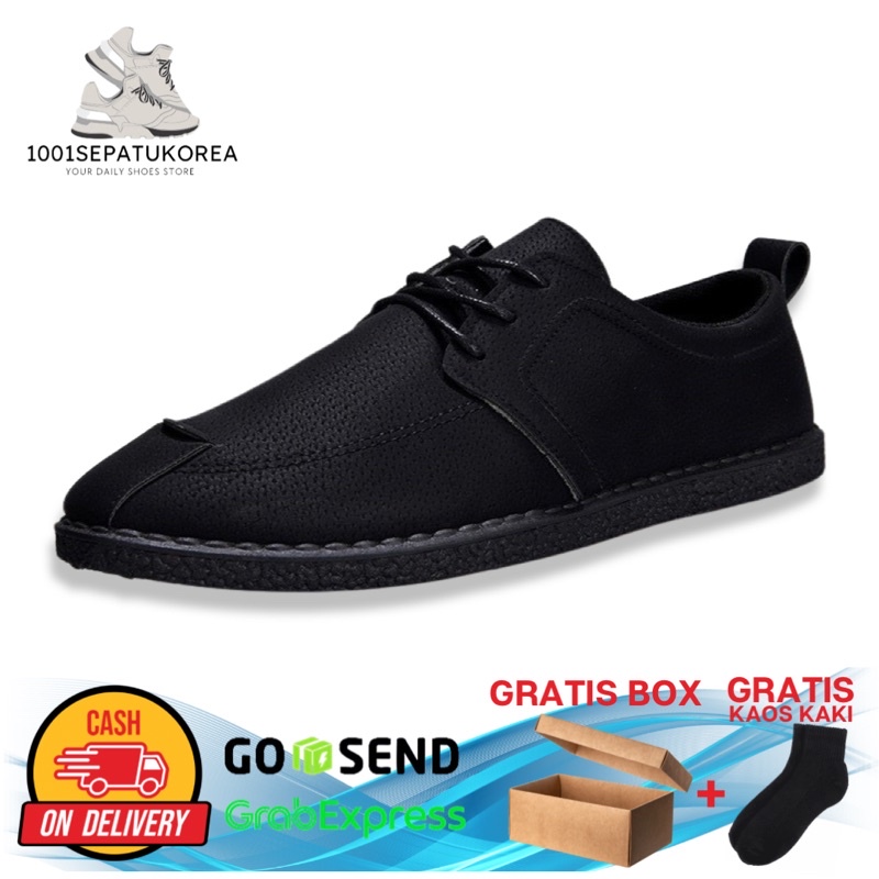 1001 IMPORT SEPATU SNEAKERS PRIA SPORT CHIC + BOX DAN KAOS KAKI !!! - HITAM